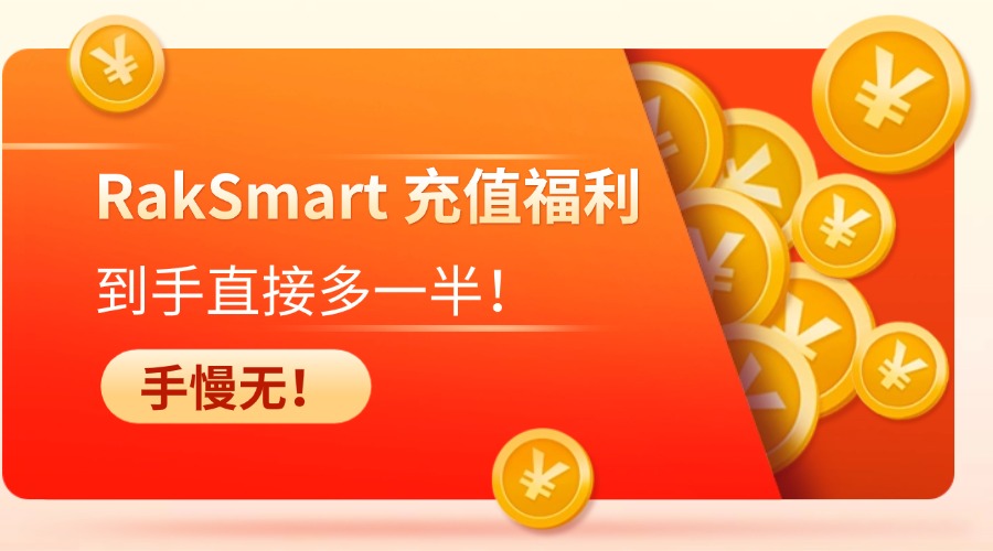 手慢无！RakSmart 充值福利，到手直接多一半！